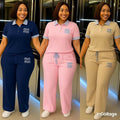 Women's Polo Collar Logo Two-Piece Lounge Set