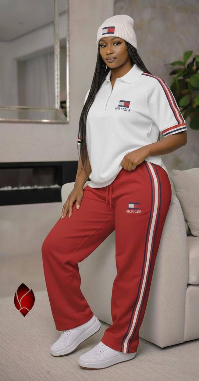 Women's Designer-Inspired Polo Two-Piece Tracksuit Set